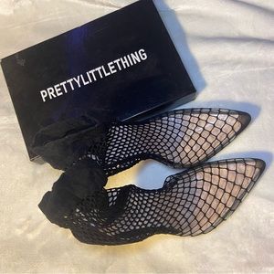 Fishnet black heels